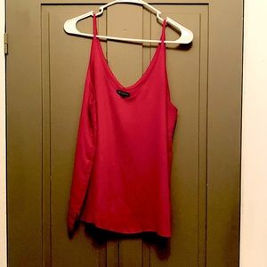 Hot Pink loose-fit, V-neck tank top